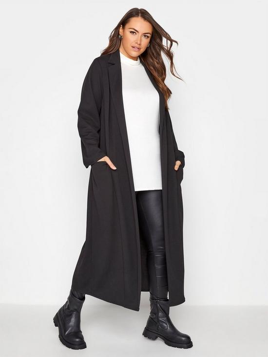 front image of yours-longline-maxi-blazer