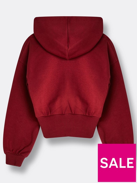 back image of river-island-girls-lamour-printed-hoodie--nbspdark-red