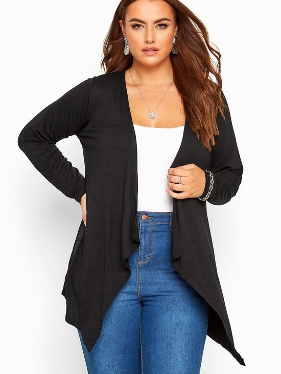 front image of yours-waterfall-cardigan--nbspblack