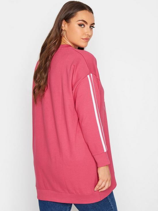 stillFront image of yours-varsity-nyc-longline-sweat-top-pink