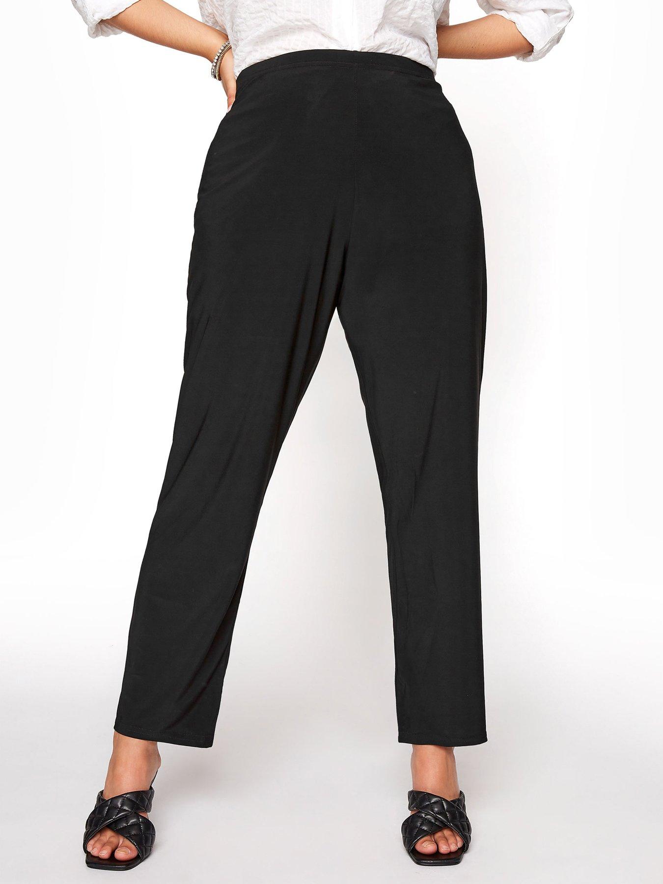 undefined Flat Front 30" Wide Leg Trouser - Black