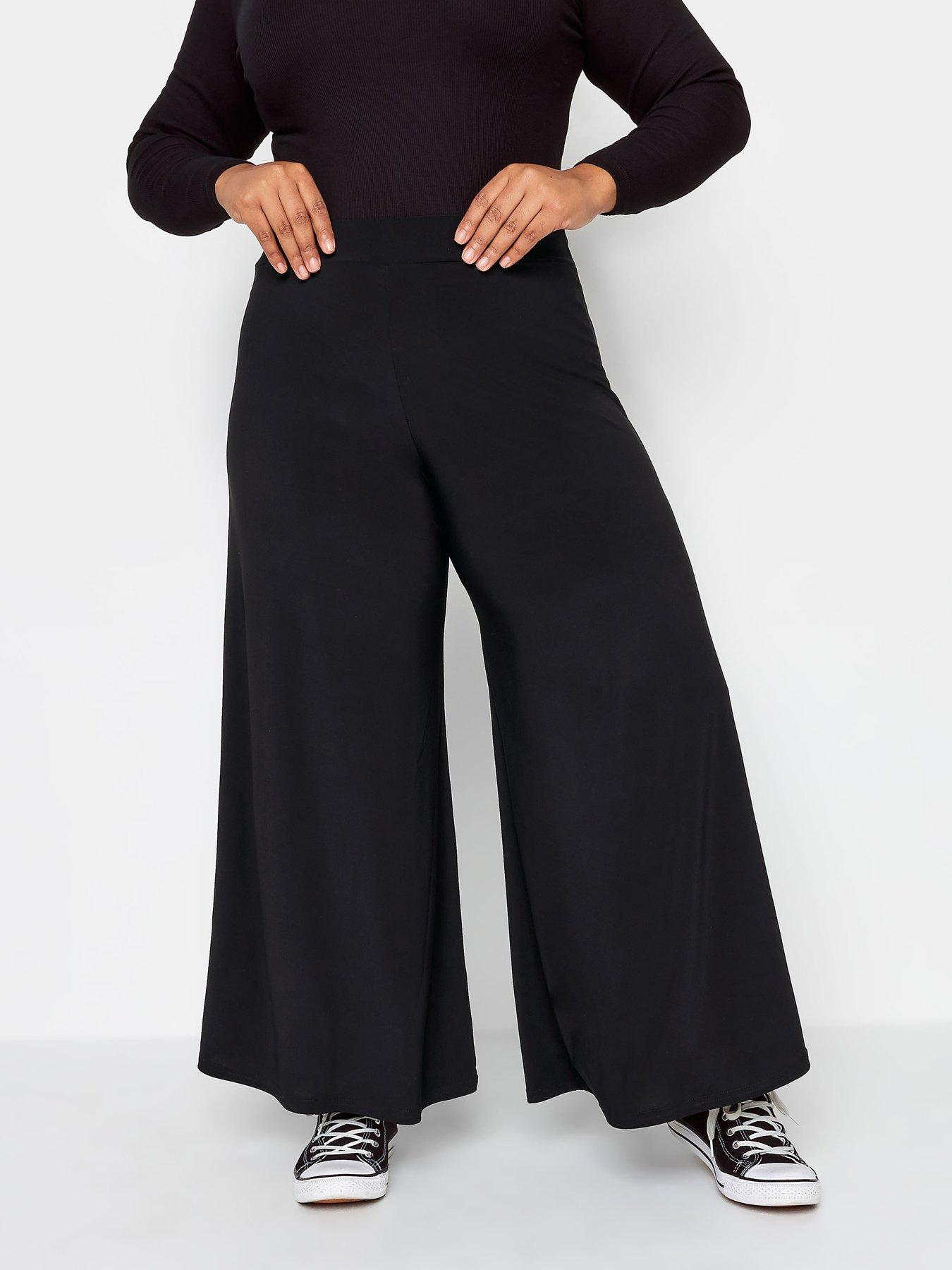 undefined Super Wide Leg Jersey Palazzo Trouser - Black
