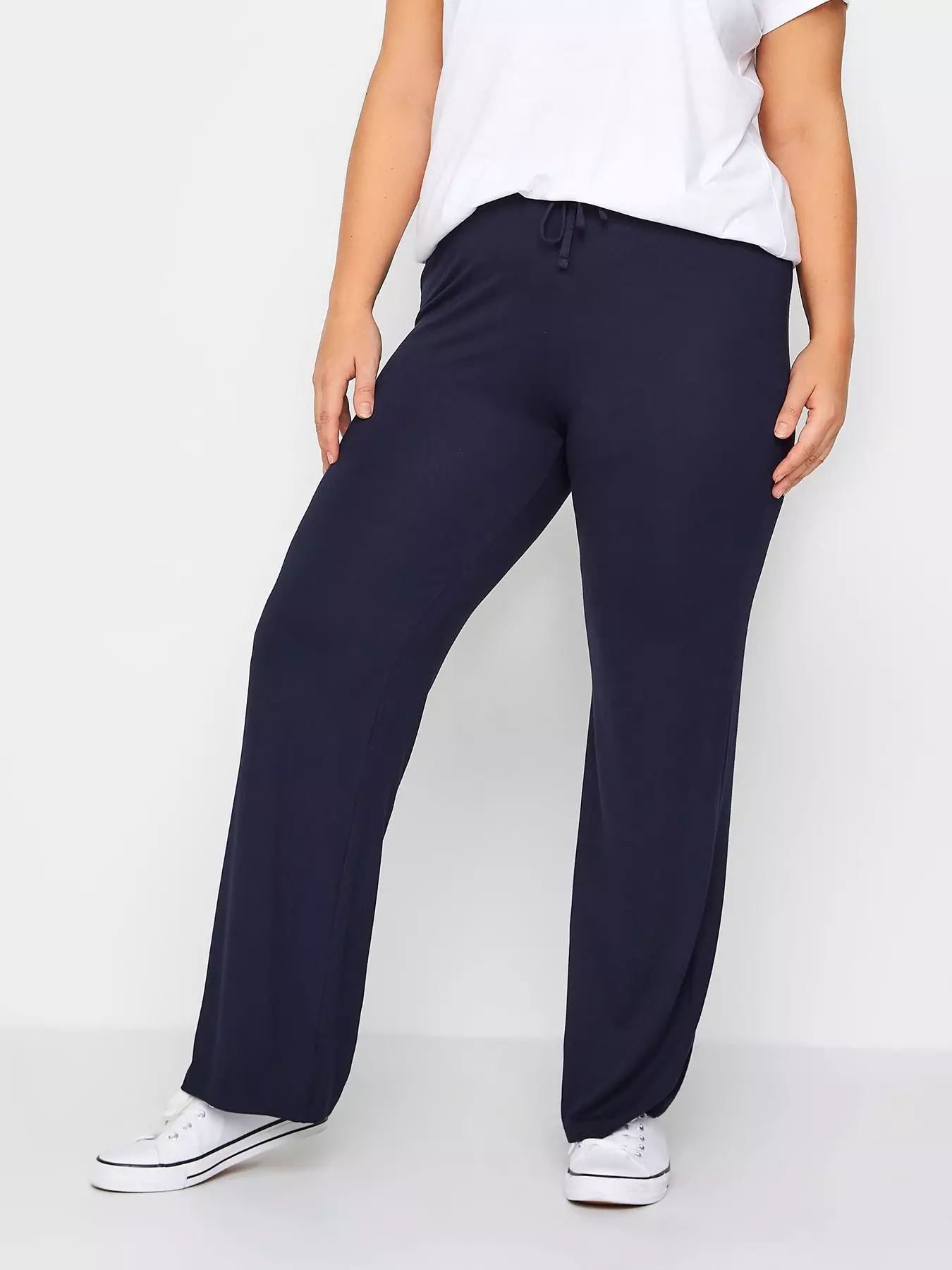 YOURS Plus Size Navy Blue Side Stripe Straight Leg Joggers