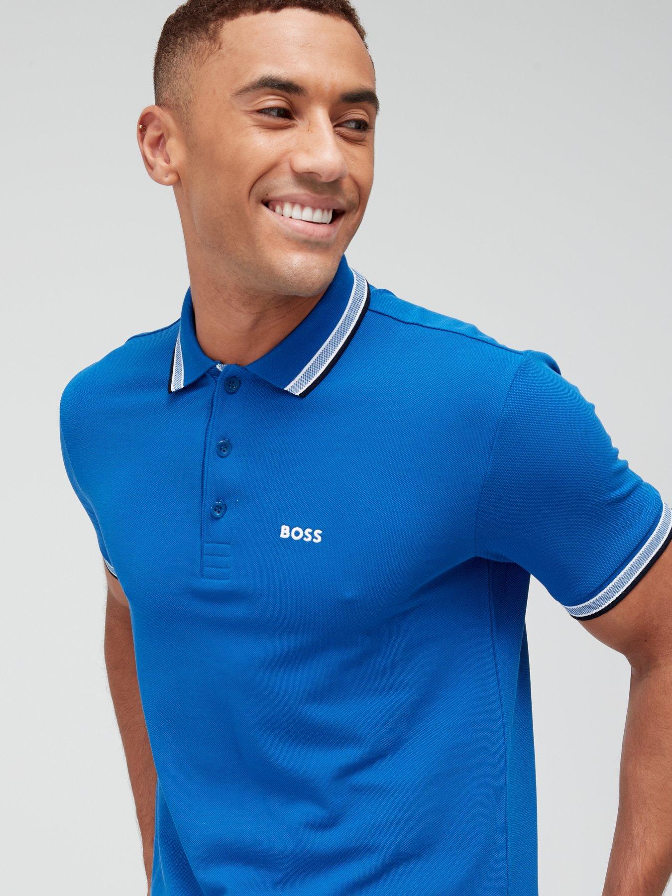 BOSS Paddy Regular Fit Polo Shirt-Medium Blue | Very.co.uk