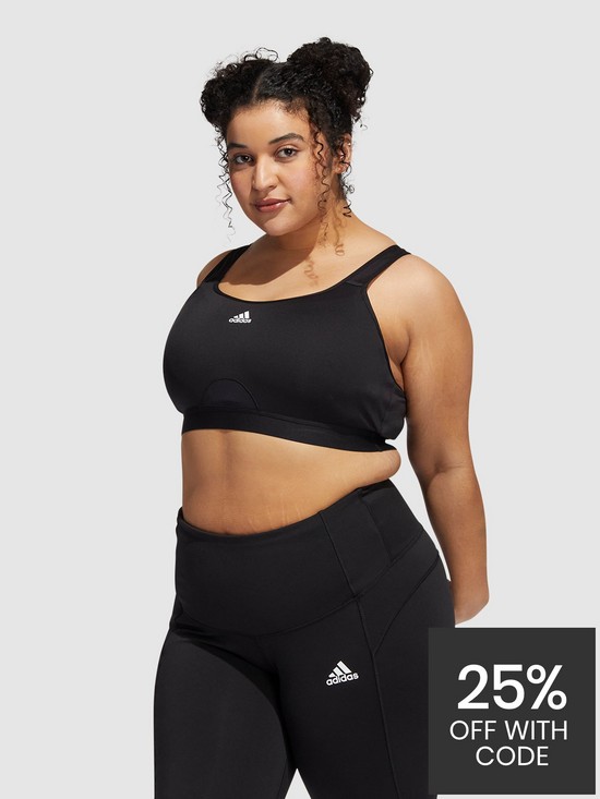 front image of adidas-womens-train-bra-high-support-plus-size-black