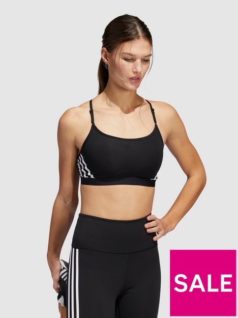 Adidas Training Light Support 3-Stripes Sport Bra Size XL Black