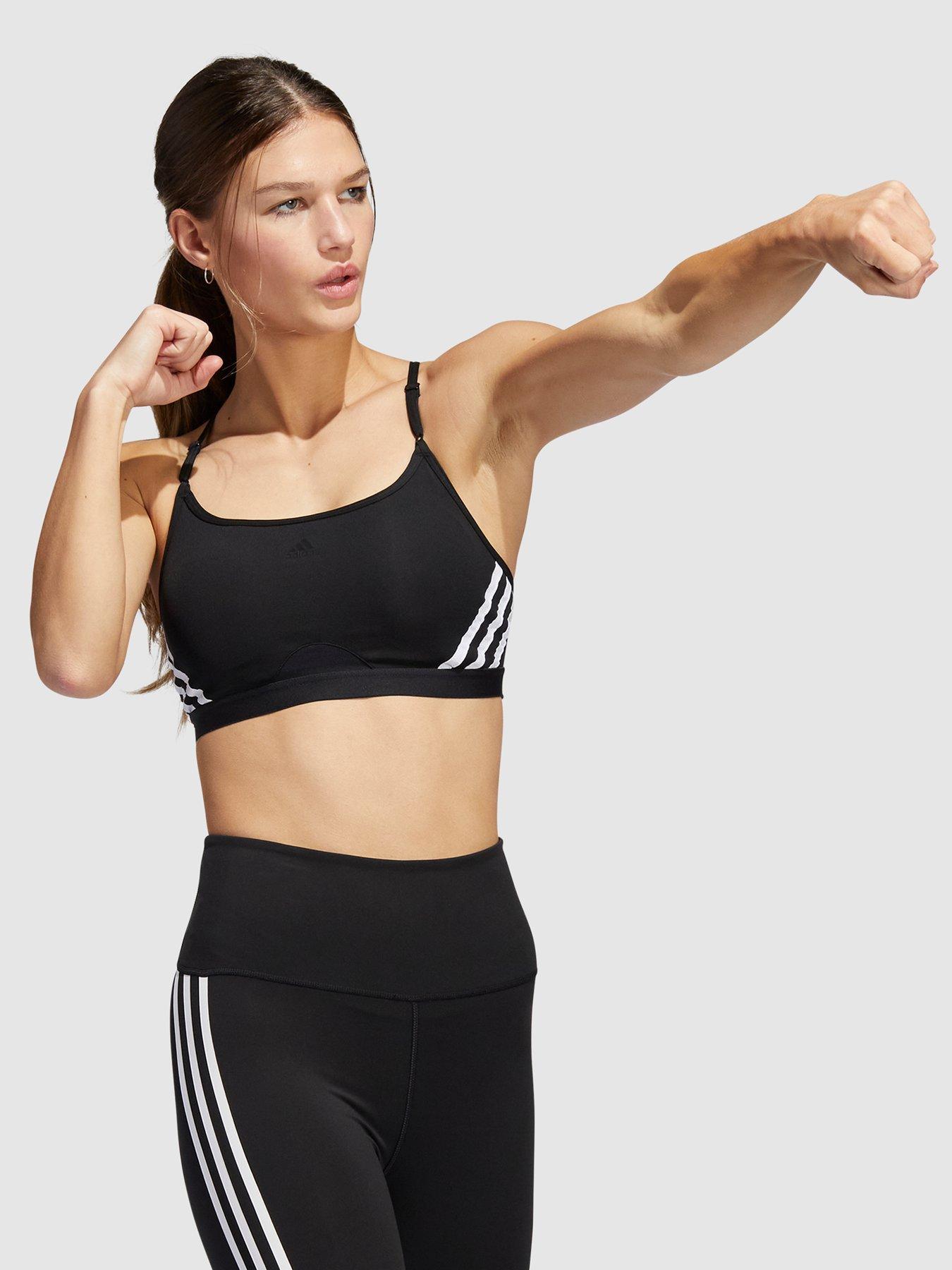 adidas Performance Aeroreact Training Light-support 3-stripes Bra -  Black/White