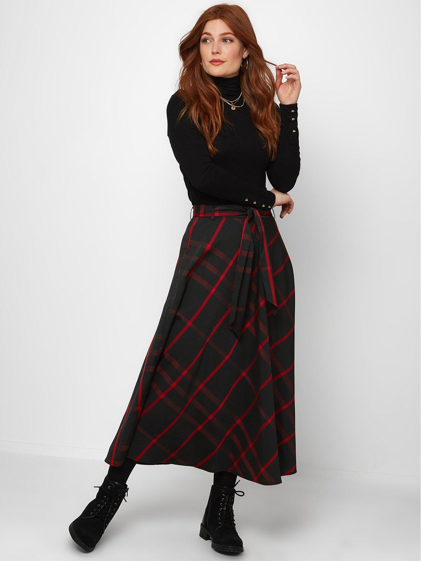 Skirts Vintage Check Skirt -black/red