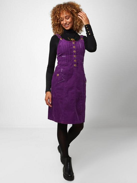 front image of joe-browns-confident-cord-dress--purple