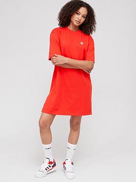 adidas Originals T-Shirt Dress - Red, Red, Size 14, Women