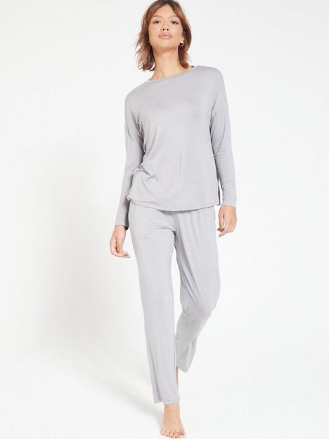 everyday-long-sleeve-top-amp-trouser-lounge-set-grey