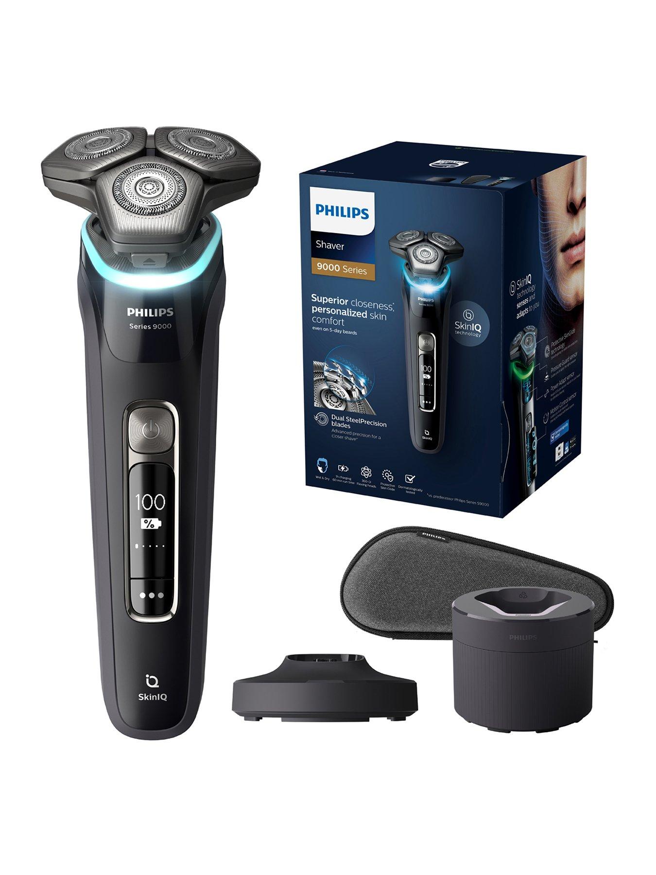 Philips Series 9000 Wet  Dry Men'S Electric Shaver With Charging Station, Quick Cleaning Pod  Travel Case, Ink Black, S9986/55