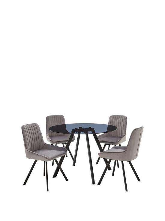 front image of very-home-triplo-110-cm-round-dining-table-4-swivel-chairs-greyblack
