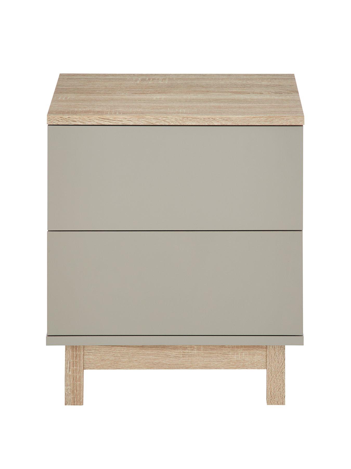 Product photograph of Very Home Kyoto 2 Drawer Bedside Chest - Grey Oak from very.co.uk