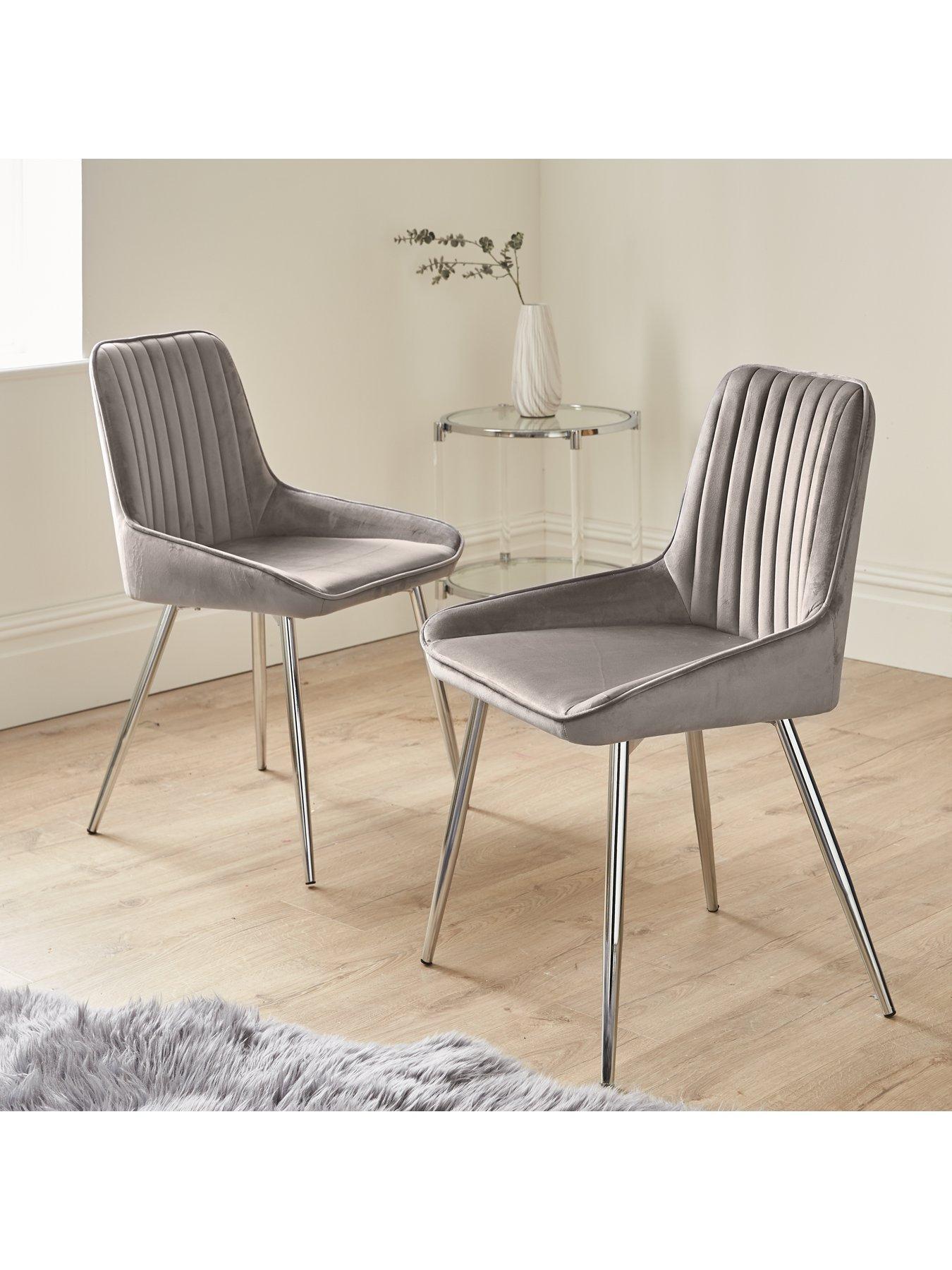 Very Home Pair of Alisha Standard Chrome Legged Dining Chairs Grey