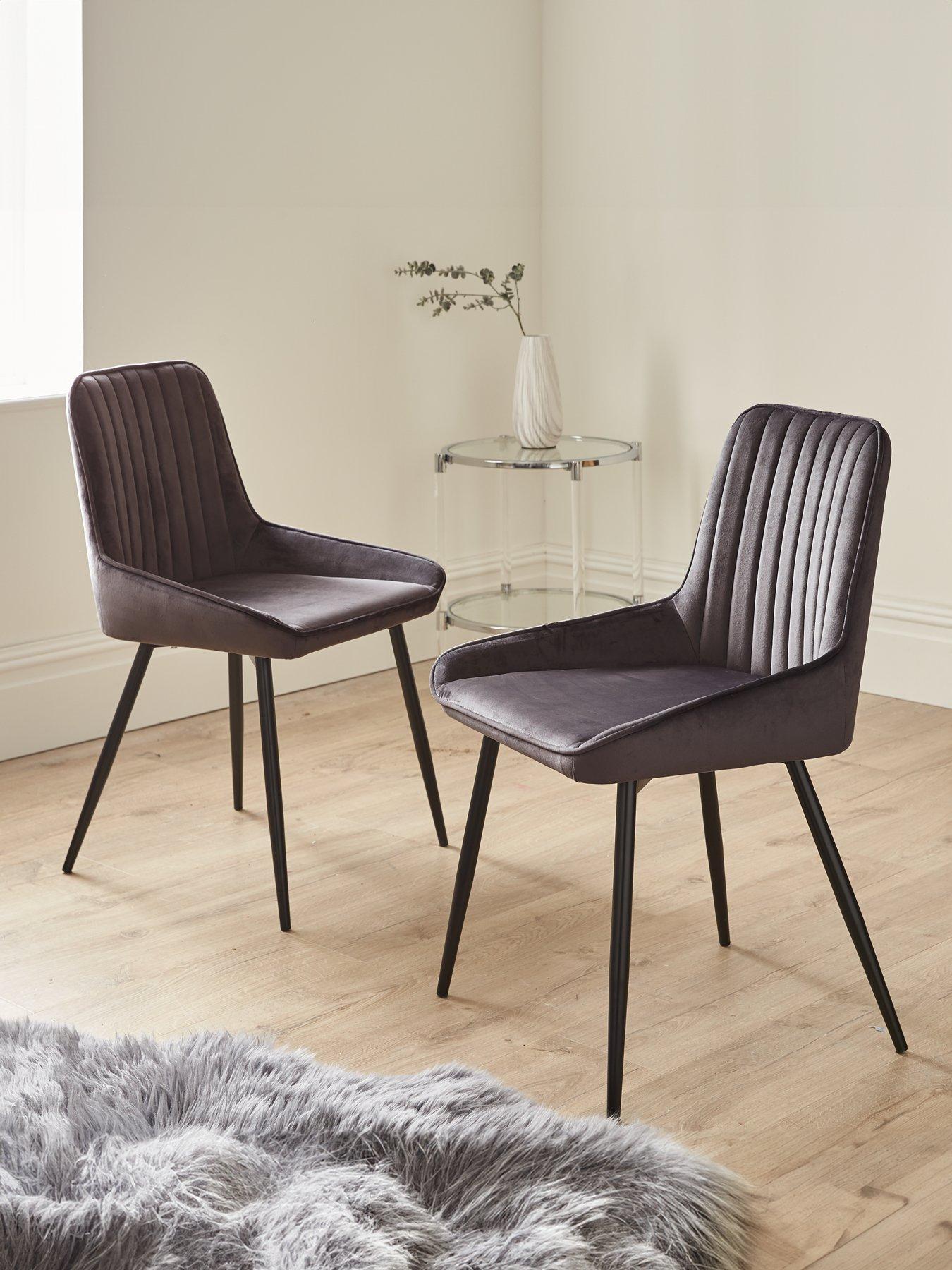 undefined Pair of Alisha Standard Black Legged Dining Chairs - Charcoal/Black