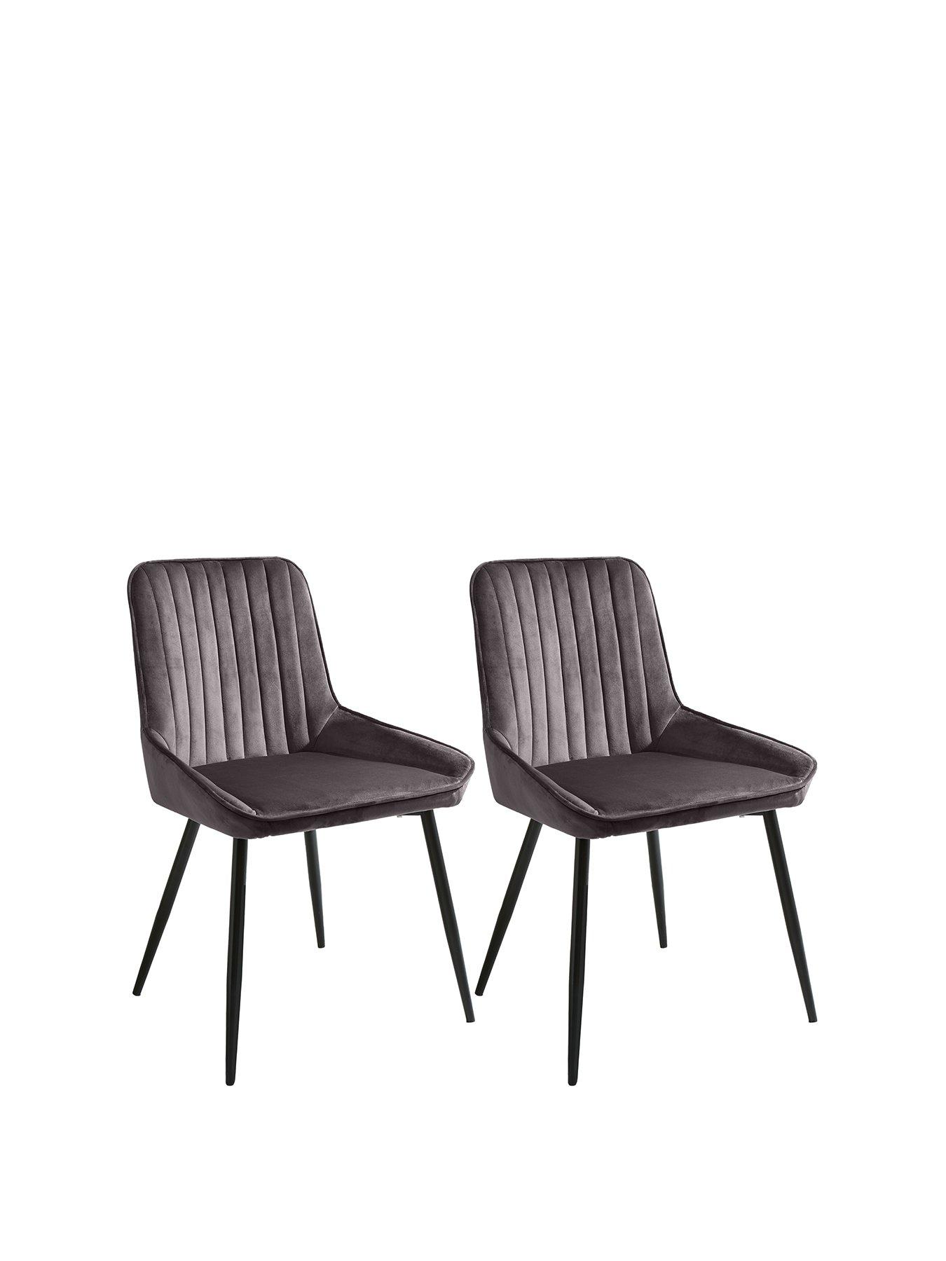 Very Home Pair Of Alisha Standard Black Legged Dining Chairs - Charcoal/Black
