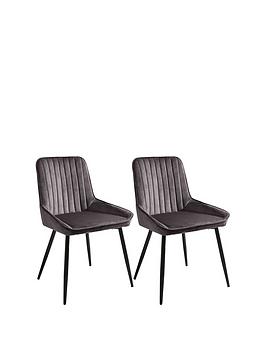 Product photograph of Very Home Pair Of Alisha Standard Black Legged Dining Chairs - Charcoal Black from very.co.uk