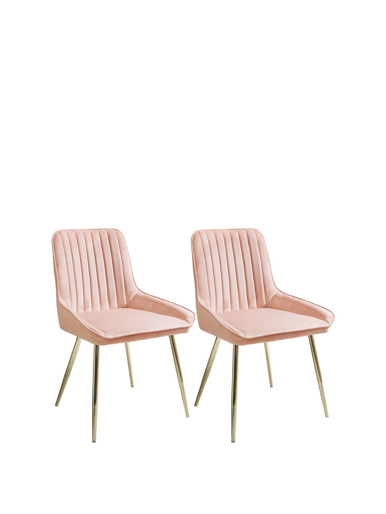 Product photograph of Very Home Pair Of Alisha Standard Brass Legged Dining Chairs - Pink Brass from very.co.uk