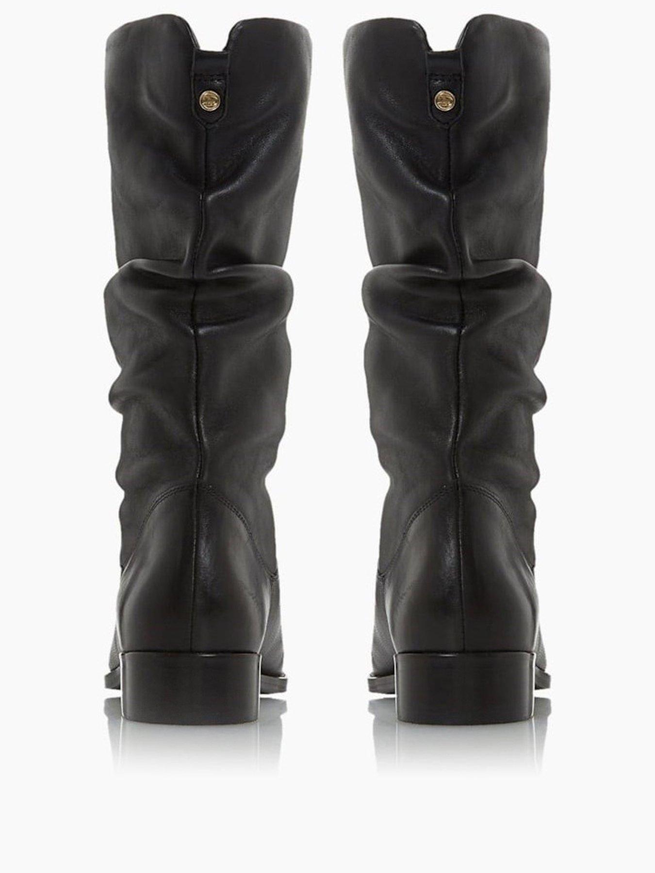 Dune London Rosalindas Leather Ruched Calf Boot Black very