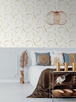 Product photograph of Superfresco Athena White Gold Wallpaper from very.co.uk