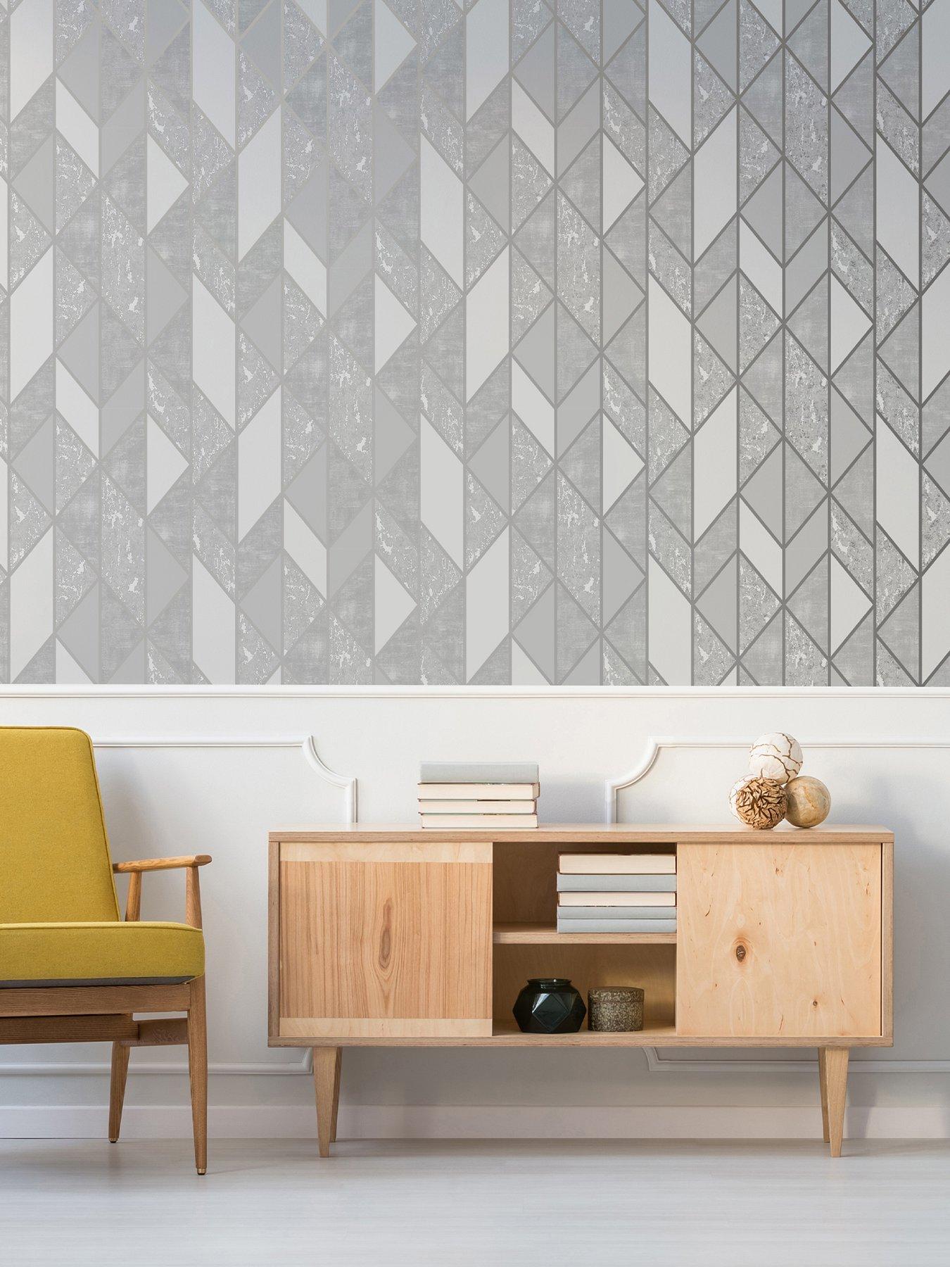 undefined Milan Geo Silver Wallpaper