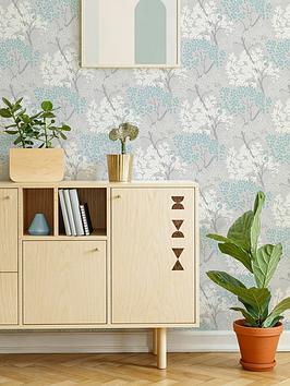 Product photograph of Fresco Lykke Tree Sky Blue Wallpaper from very.co.uk