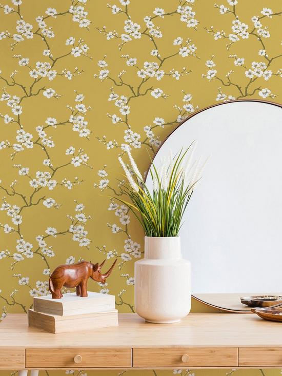 front image of fresco-nbspapple-blossom-ochre-wallpaper