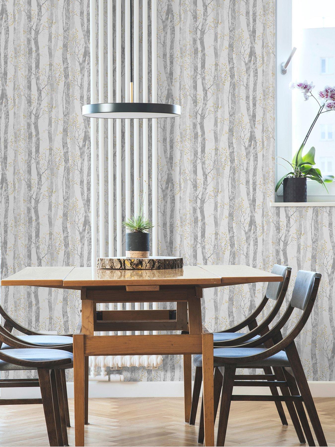 Product photograph of Sublime Dappled Trees Ochre Wallpaper from very.co.uk