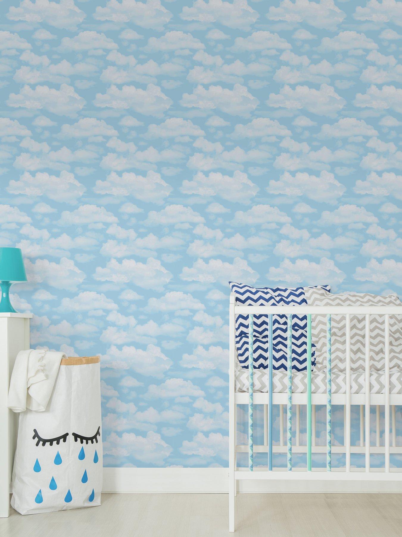 Product photograph of Fresco Cloud 9 Blue Wallpaper from very.co.uk