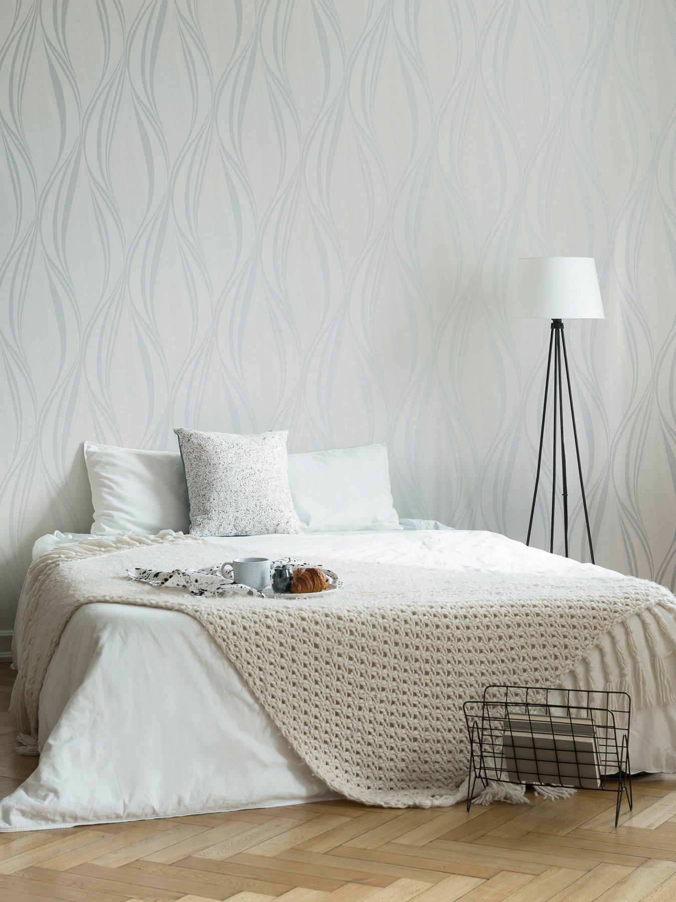 undefined Tango Wallpaper in White and Silver