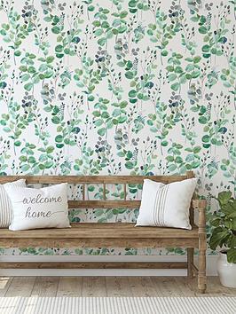 Product photograph of Fresco Watercolour Green Leaves Wallpaper from very.co.uk