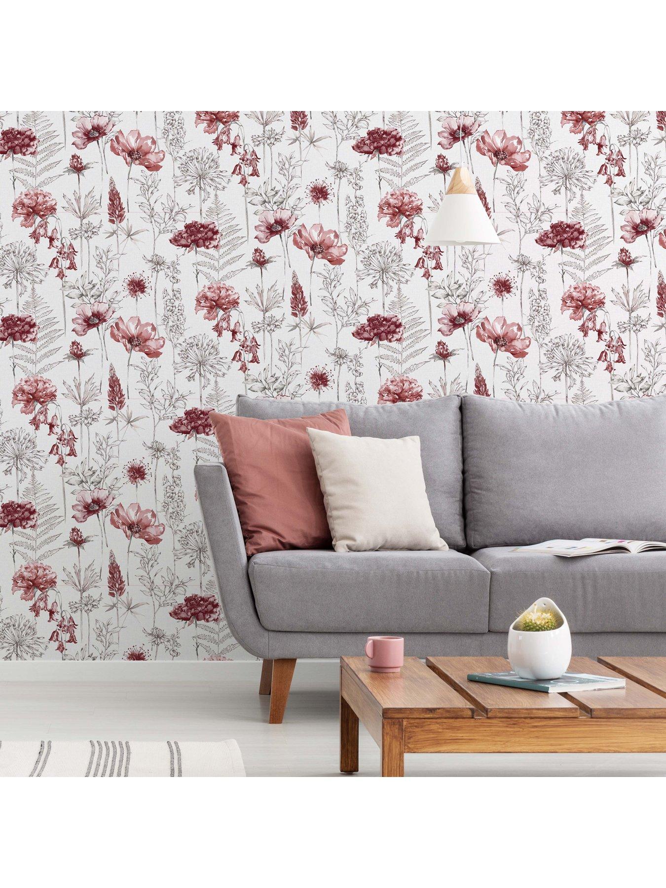 Red and on sale grey wallpaper