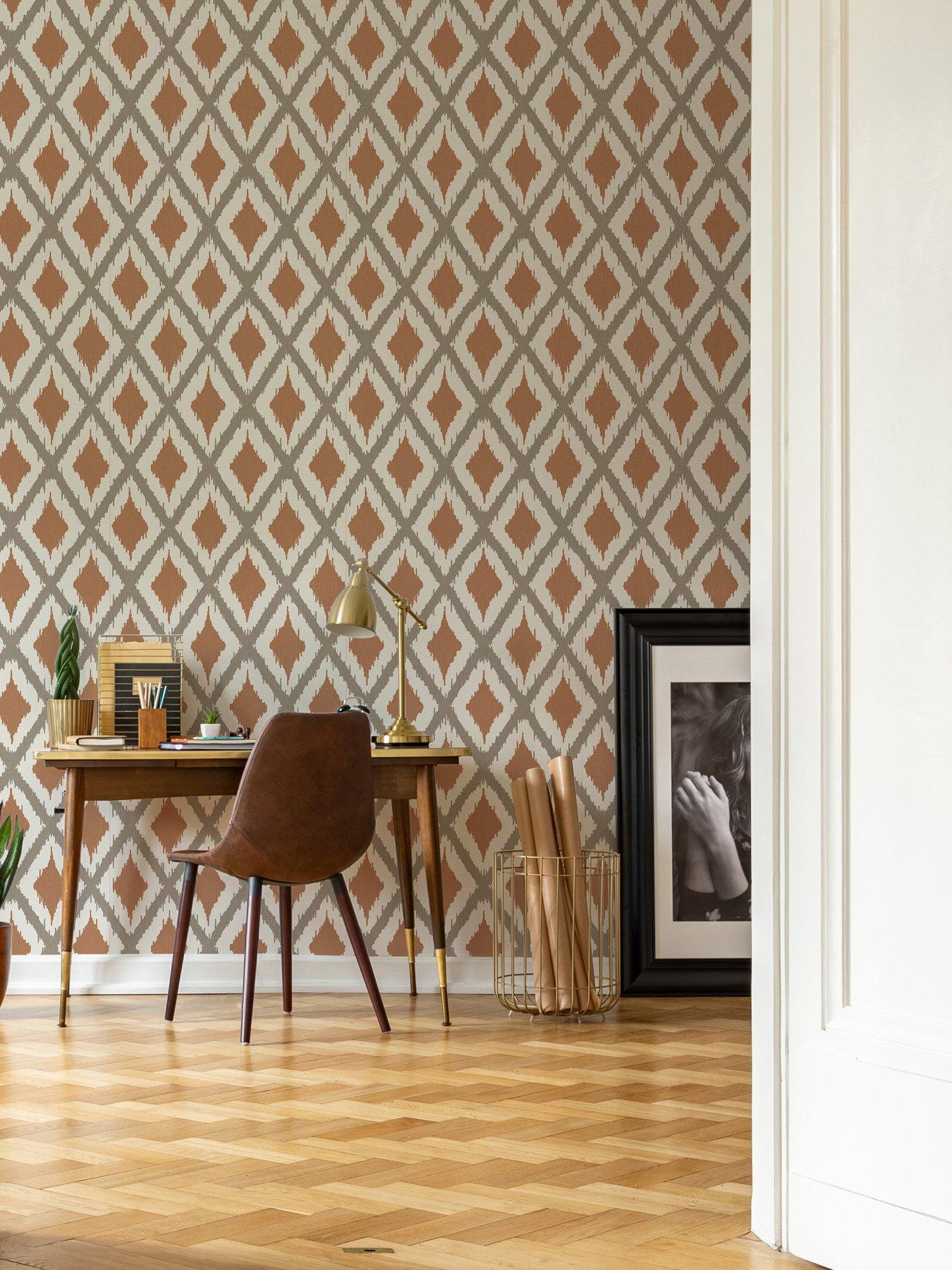Product photograph of Fresco Ikat Rust Wallpaper from very.co.uk
