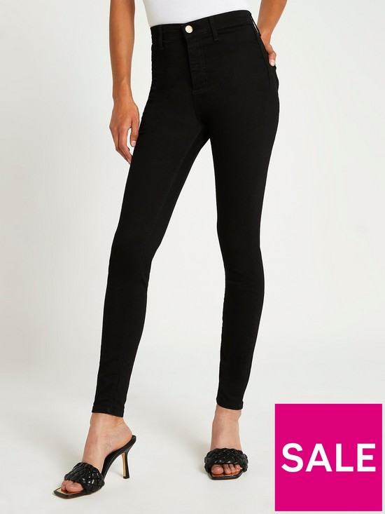 front image of river-island-kaia-high-rise-skinny-jean-black
