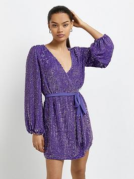 ri-petite-wrap-sequin-dress-purple