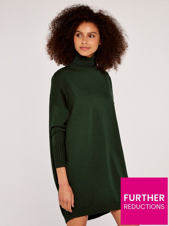 front image of apricot-full-roll-nk-cocoon-jumper-dress