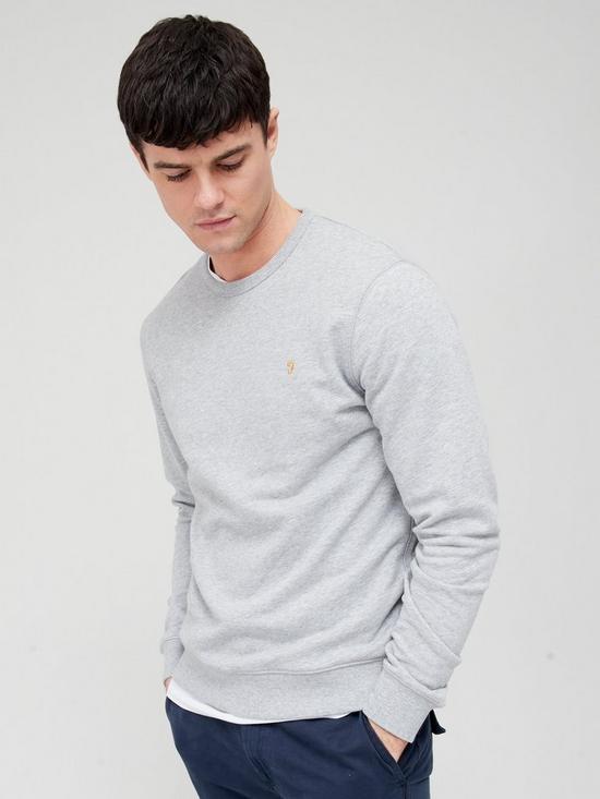 front image of farah-organic-cotton-crew-neck-sweatshirt-grey