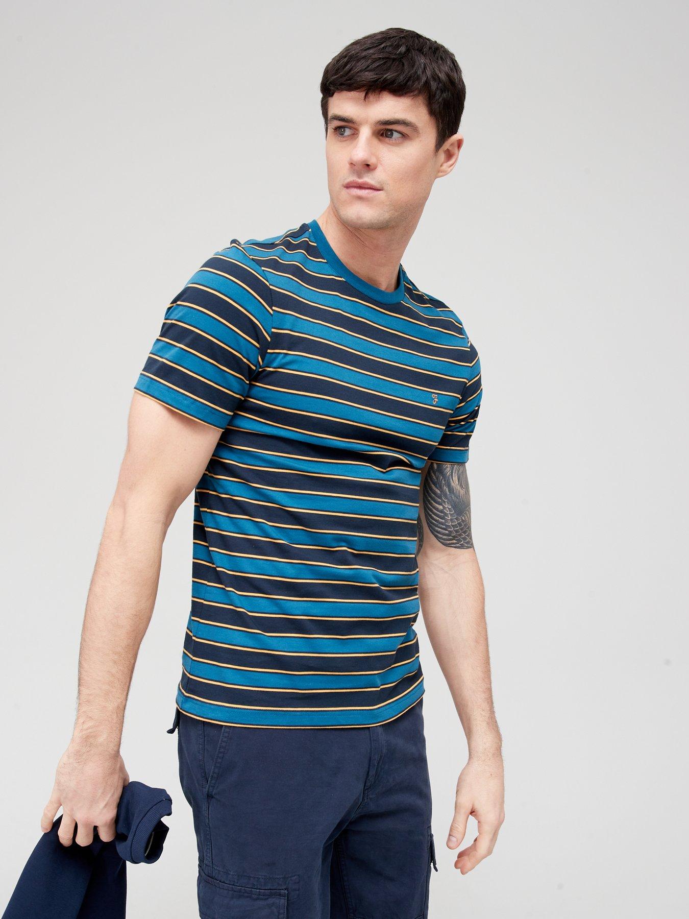 Men Organic Cotton Stripe T-shirt - Blue