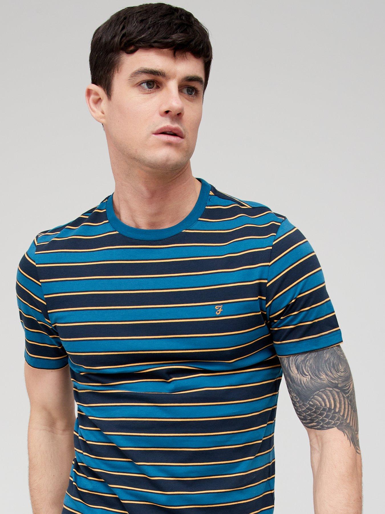Men Organic Cotton Stripe T-shirt - Blue