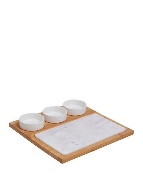 premier-housewares-5-piece-marble-bamboo-ceramic-cheese-board-set