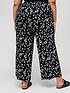  image of v-by-very-curve-printed-daisy-print-wide-leg-trousers-black