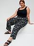 image of v-by-very-curve-printed-daisy-print-wide-leg-trousers-black