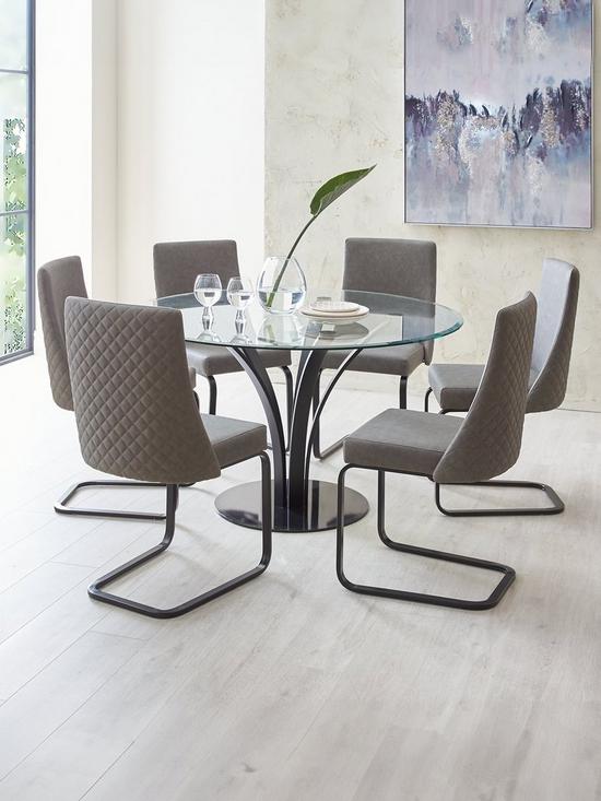 front image of very-home-alanna-130-cm-glass-top-round-dining-table-6-chairs-charcoal
