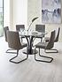  image of very-home-alanna-130-cm-glass-top-round-dining-table-6-chairs-charcoal