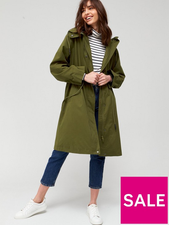 front image of v-by-very-long-shower-resistant-coat-with-hood-olive