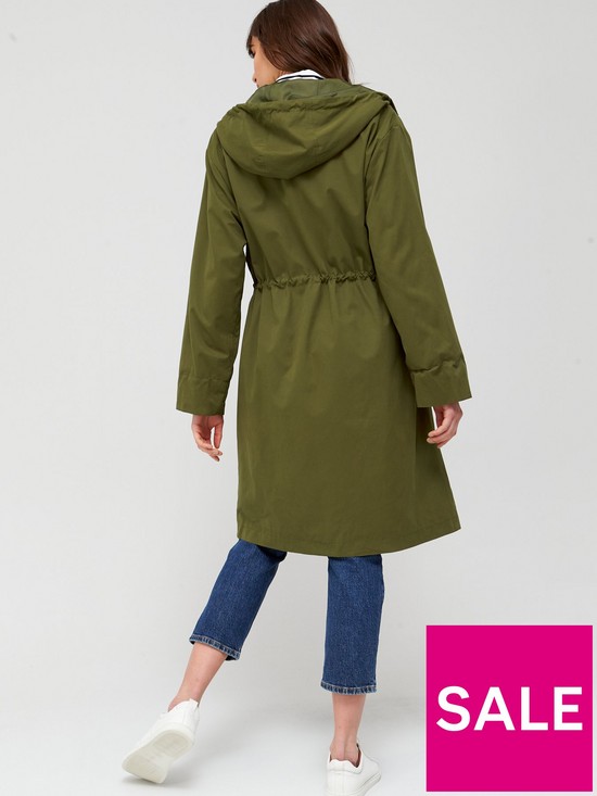 stillFront image of v-by-very-long-shower-resistant-coat-with-hood-olive