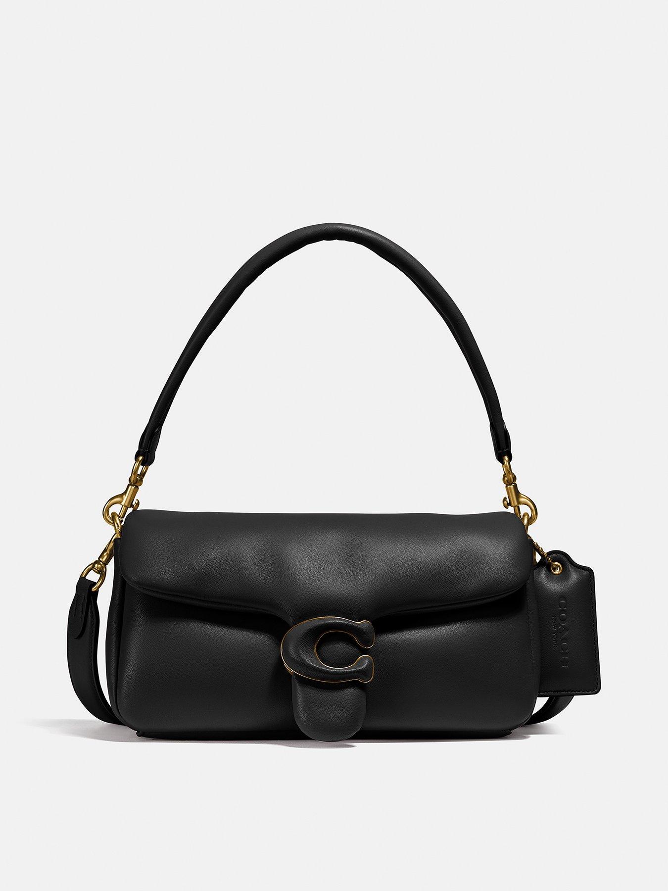 COACH Pillow Tabby Large Leather Shoulder Bag - Black | very.co.uk