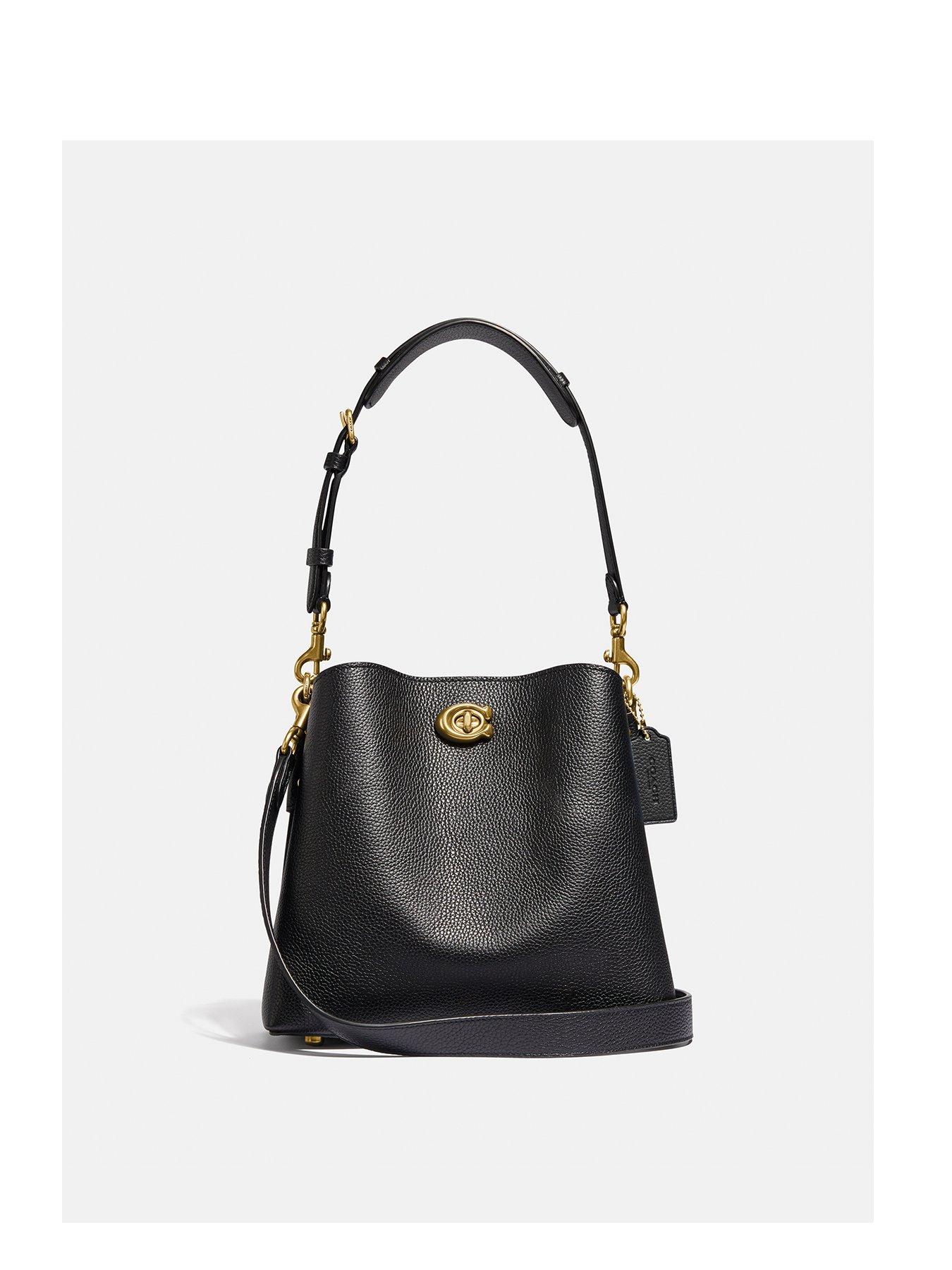 COACH Willow Black Pebble Leather Bucket Crossbody Bag