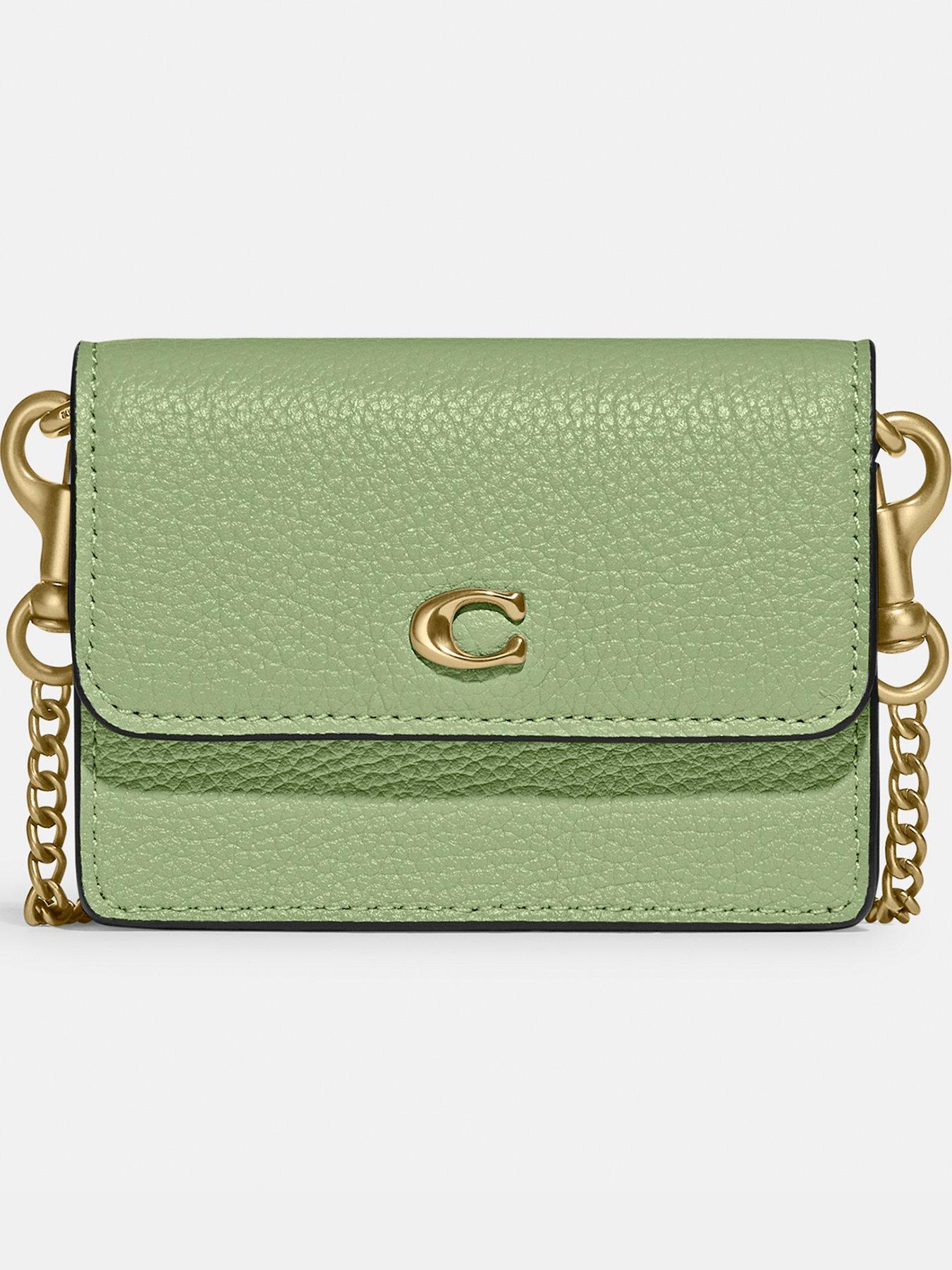 COACH Refined Calf Leather Half Flap Card Case Sage very.co.uk